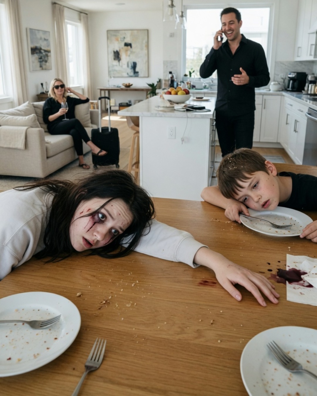My husband cooked dinner, and right after my son and I ate, we collapsed.-olweny