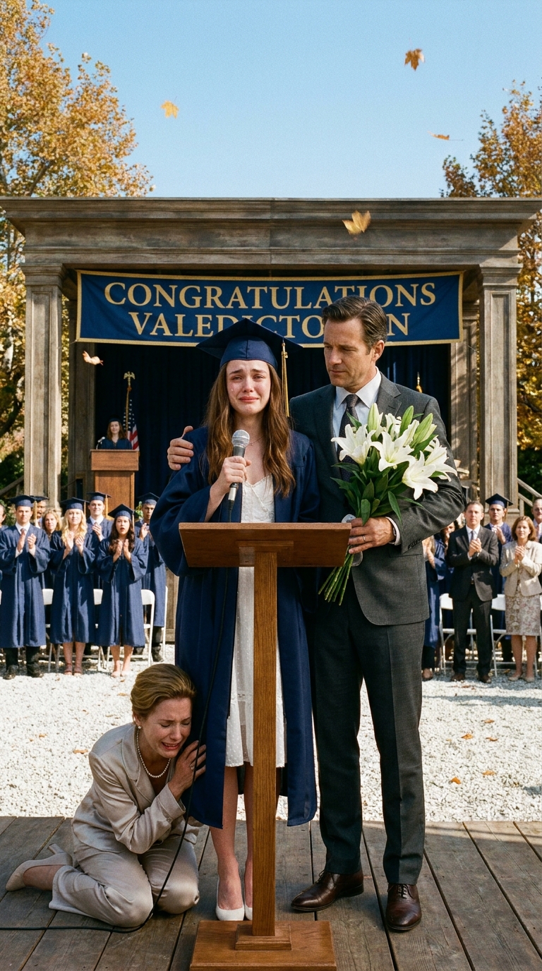 My daughter called me crying on his graduation day. Her mother cut up her cap and gown. She left a note. “You are not my daughter anymore. Failure.” She wanted to skip the ceremony, but I looked at her and said, “Get dressed. I have a plan.” When they called her name for validictorian, the auditorium erupted. Her mother’s face went pale when she saw…