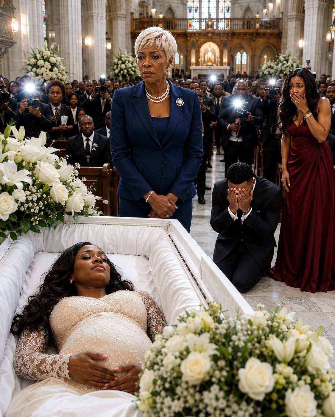 My pregnant daughter was in a coffin—and her husband showed up like it was a celebration. He walked in laughing with his mistress on his arm…