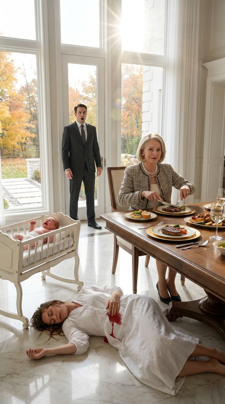 My wife was so exhausted she could barely stand, but my mother insisted on “helping” with the baby. I came home early and found my wife fainting on the sofa while my mother sat nearby, ignoring the baby’s frantic cries and eating a meal my wife had been forced to cook. My mother looked at her unconscious body and muttered, “Drama queen.” I realized then that the woman who raised me was a monster. I carried my wife to the car, took the baby, and moved us into a hotel that same hour. My mother thought she was the head of the house—until she realized…