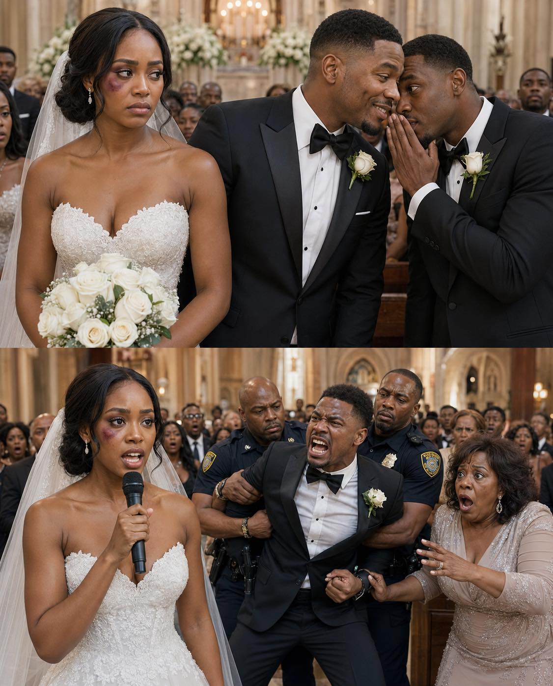 I walked into my own wedding with a black eye hidden under makeup, and the man waiting at the altar smirked like he owned me. Then I heard him whisper, “Let her learn her lesson.” So when the vows began, I took the microphone and said, “My future was never going to include silence.” The video started playing, the room went still, and in one brutal minute, everything shattered