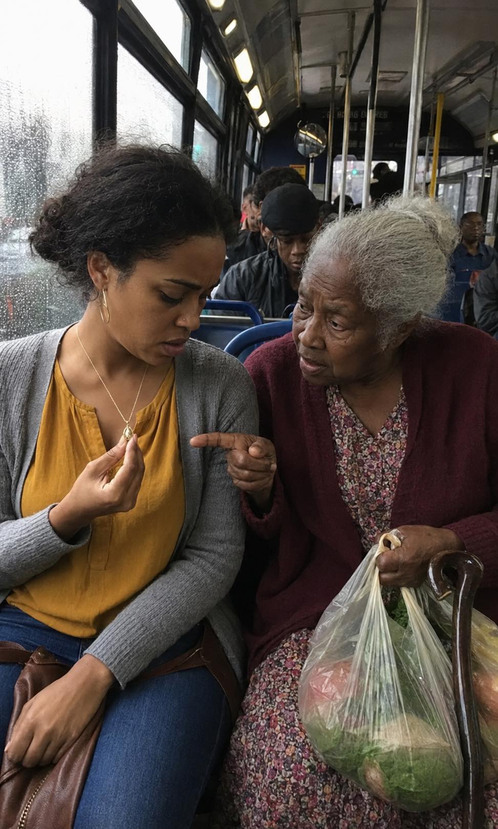 I Gave My Seat to an Old Woman on the Bus. She Whispered, “If Your Husband Buys You a Necklace, Put It in Water First.” That Night, I Learned His Gift Wasn’t Love… It Was a Death Sentence.