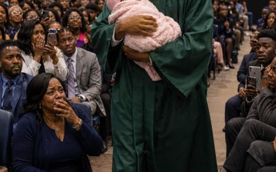 THEY STARTED WHISPERING THE MOMENT MY SON WALKED ONTO THE GRADUATION STAGE HOLDING A NEWBORN BABY IN HIS ARMS. Someone behind me even mu’ttered, “History repeats itself.” But then my son reached for the microphone… and what he said next left the entire auditorium too stu’nned to make another sound.