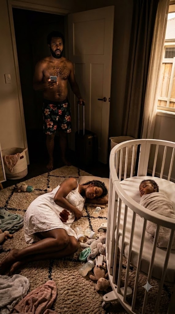 I collapsed in my newborn son’s nursery after a serious medical emergency, while my husband was away celebrating his birthday at a luxury mountain resort. Three days later, he came home smiling, carrying a gift he had bought for himself—only to find the nursery silent, the bassinet empty, and glaring signs that something had gone terribly wrong.