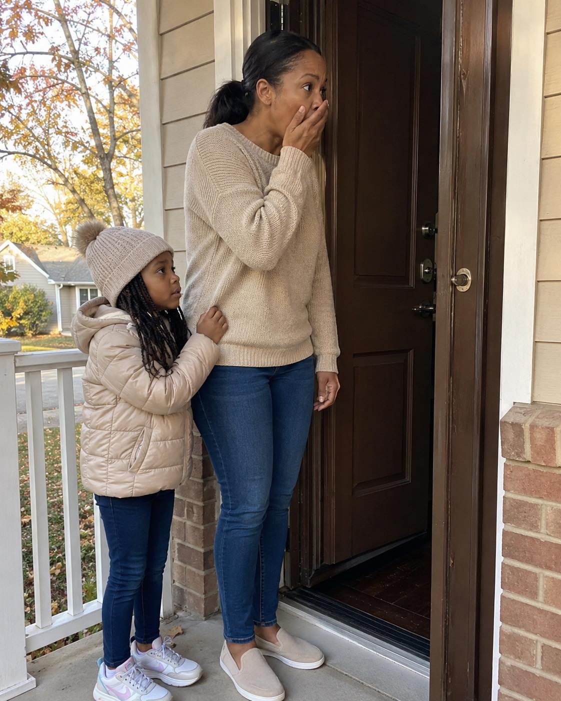 My husband had been staying at his mother’s house to look after her. Wanting to surprise him, I arrived with our 7-year-old daughter without telling him first. When we reached the house, the front door was slightly open. My daughter peeked inside, then gently pulled my sleeve and whispered, “Mom… look. But be quiet.”