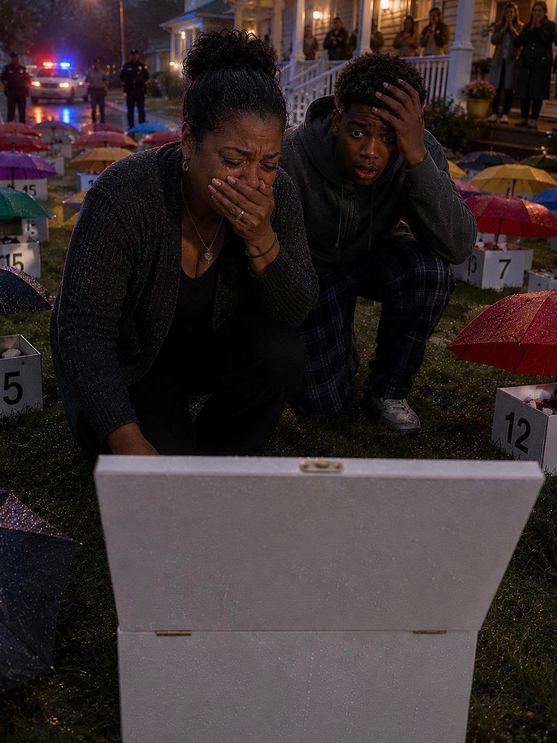 My Son Gave His Umbrella to a Pregnant Stranger in the Rain – The Next Morning, 47 Umbrellas Appeared on Our Lawn, Each With a Numbered Box That Made My Heart Stop
