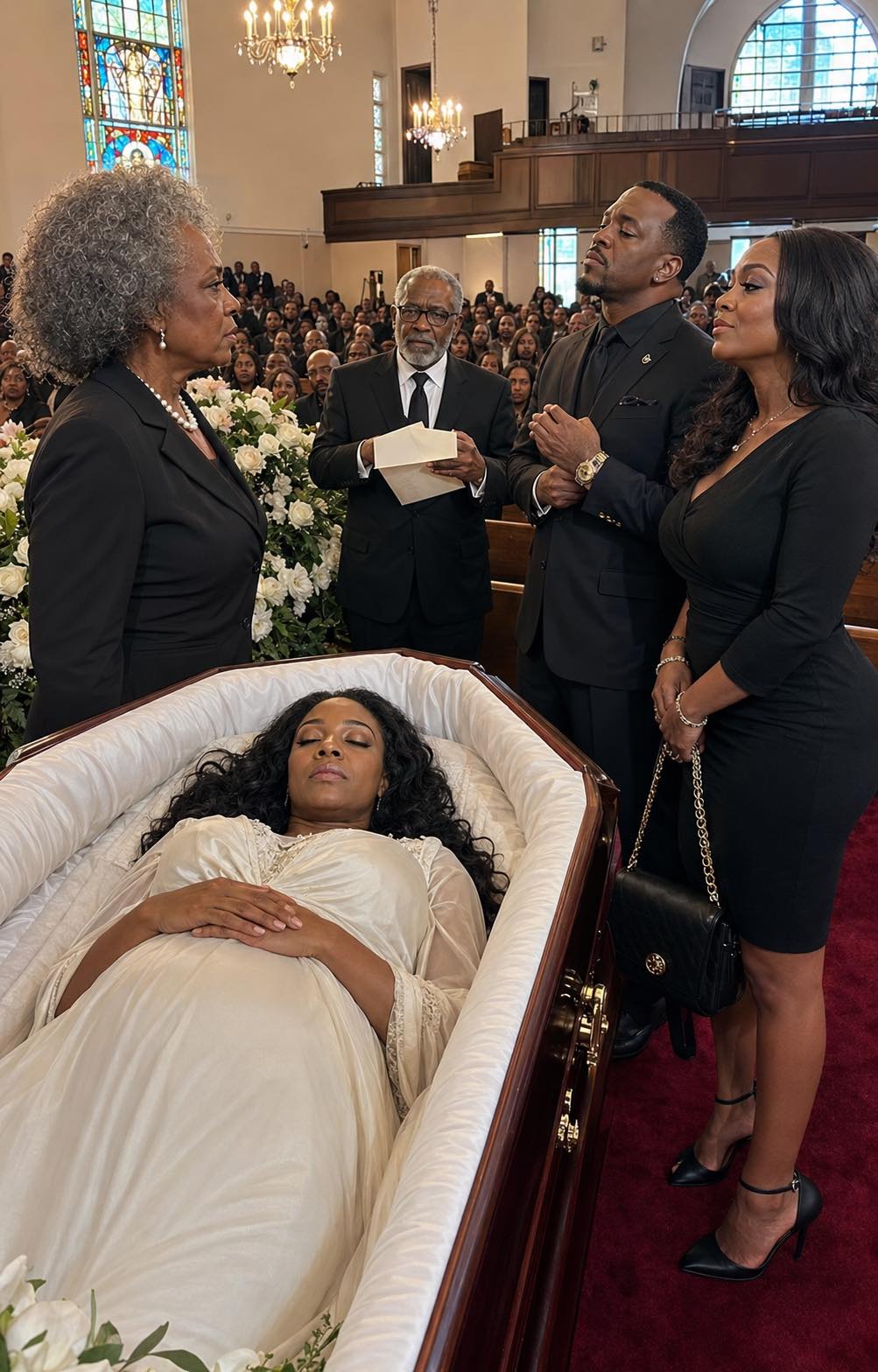 My pregnant daughter was in a coffin—and her husband showed up like it was a celebration. He walked in laughing with his mistress on his arm…
