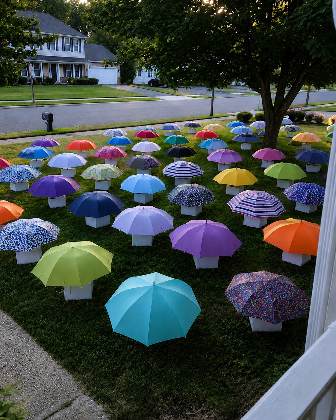 My Son Gave His Umbrella to a Pregnant Stranger in the Rain – The Next Morning, 47 Umbrellas Appeared on Our Lawn, Each With a Numbered Box That Made My Heart Stop